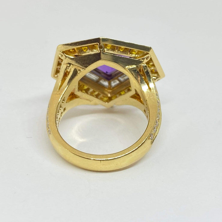 Mark Areias Jewelers Jewellery & Watches Handmade Mark Areias Jewelers Shield Shaped Kite Amethyst & Diamond Ring