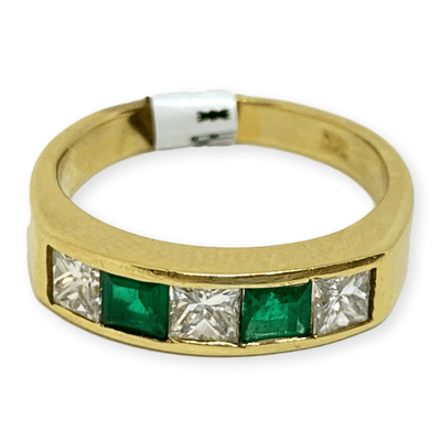 Mark Areias Jewelers Jewellery & Watches Handmade Ring Columbian Emerald and Diamond Channel Set Ring Band 18KY