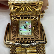 Mark Areias Jewelers Jewellery & Watches Heavy Wide Buckle Tassel MOP Gruen Watch Estate Bracelet 14K 98 Grams!