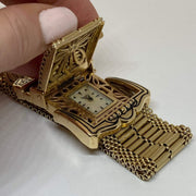 Mark Areias Jewelers Jewellery & Watches Heavy Wide Buckle Tassel MOP Gruen Watch Estate Bracelet 14K 98 Grams!