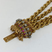 Mark Areias Jewelers Jewellery & Watches Heavy Wide Rope Tassel Diamond & Ruby Estate Bracelet 18K 138 Grams!