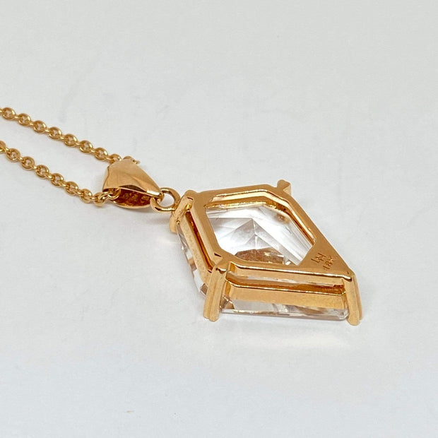 Mark Areias Jewelers Jewellery & Watches Kite Shape Clear White Quartz & Diamond Pendant 18K Rose Gold