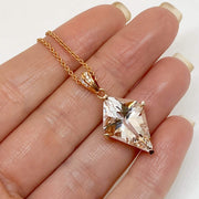 Mark Areias Jewelers Jewellery & Watches Kite Shape Clear White Quartz & Diamond Pendant 18K Rose Gold