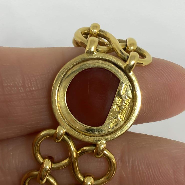 Mark Areias Jewelers Jewellery & Watches Lady's Agate & Bloodstone Intaglio Carved Open Link 18K Yellow Gold Bracelet
