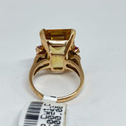 Mark Areias Jewelers Jewellery & Watches Lady's Emerald Cut Citrine & Ruby Ring 14K Rose Gold 13.63 Carat