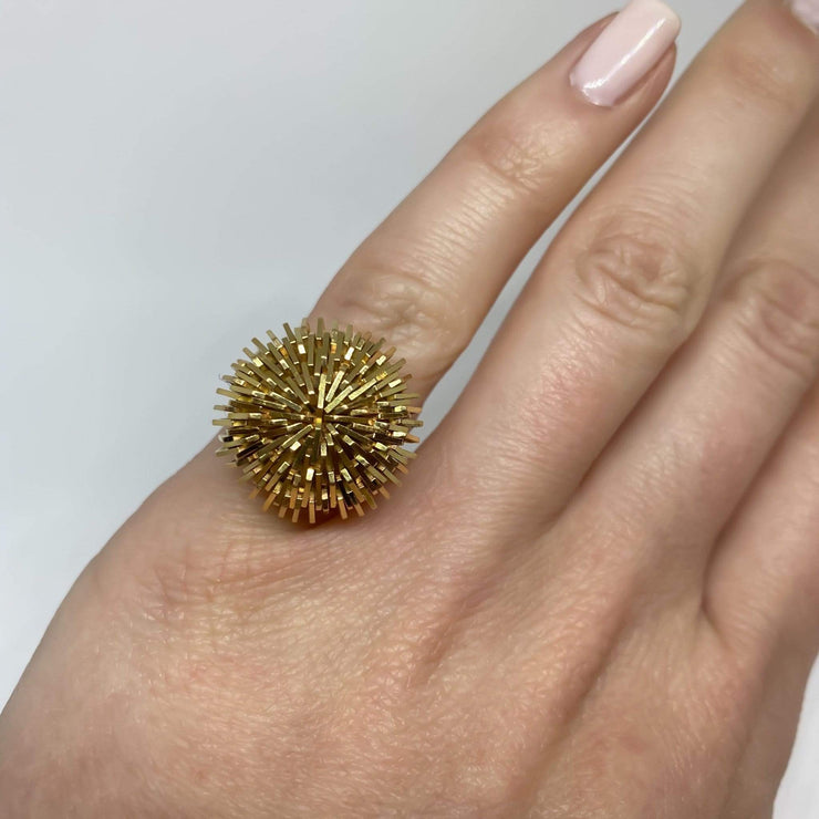 Mark Areias Jewelers Jewellery & Watches Lady's Estate Fashion Burst Faceted Ring 18K Yellow Gold Sz 4.75 8.30 grams