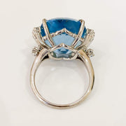 Mark Areias Jewelers Jewellery & Watches Lady's Estate Fine Cushion Aquamarine & Diamond Ring 18K White Gold 18.62 Carat