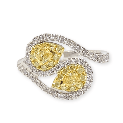 Mark Areias Jewelers Jewellery & Watches Lady's Fancy Yellow Pear Diamond Swirl Fashion Ring 14K TT 1.03 CTW