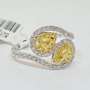 Mark Areias Jewelers Jewellery & Watches Lady's Fancy Yellow Pear Diamond Swirl Fashion Ring 14K TT 1.03 CTW