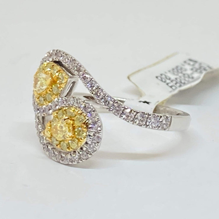 Mark Areias Jewelers Jewellery & Watches Lady's Fancy Yellow Pear Diamond Swirl Fashion Ring 14K TT 1.03 CTW