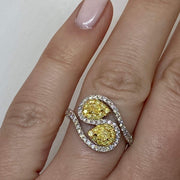 Mark Areias Jewelers Jewellery & Watches Lady's Fancy Yellow Pear Diamond Swirl Fashion Ring 14K TT 1.03 CTW
