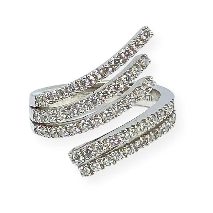 Mark Areias Jewelers Jewellery & Watches Lady's Pave Diamond Fashion Bypass Right Hand Ring .59ctw 14K White Gold