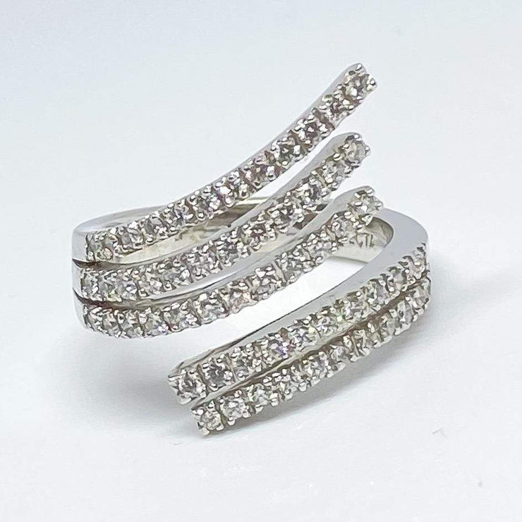 Mark Areias Jewelers Jewellery & Watches Lady's Pave Diamond Fashion Bypass Right Hand Ring .59ctw 14K White Gold