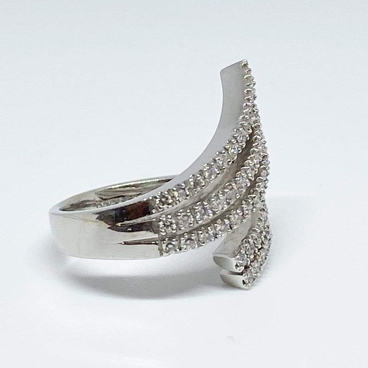 Mark Areias Jewelers Jewellery & Watches Lady's Pave Diamond Fashion Bypass Right Hand Ring .59ctw 14K White Gold