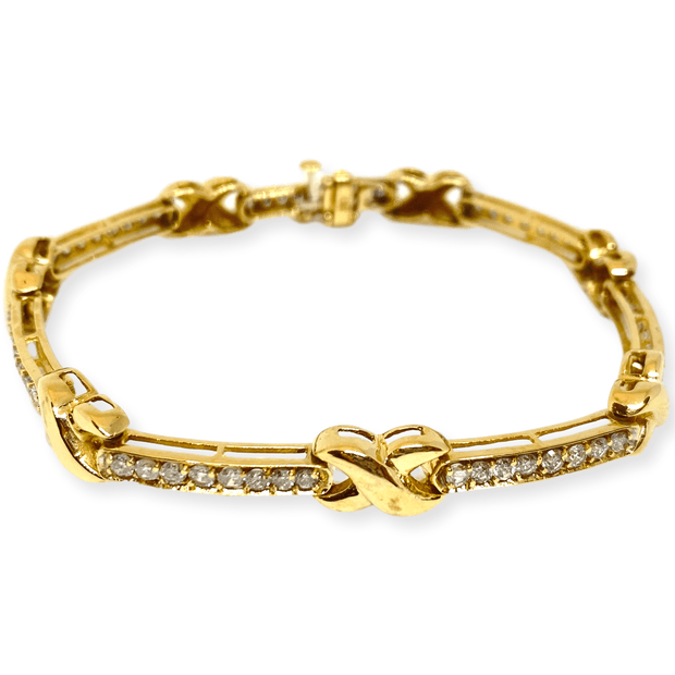 Mark Areias Jewelers Jewellery & Watches Lady's Pave Diamond "X" Tennis Bracelet 14K Yellow Gold 1.50CTW