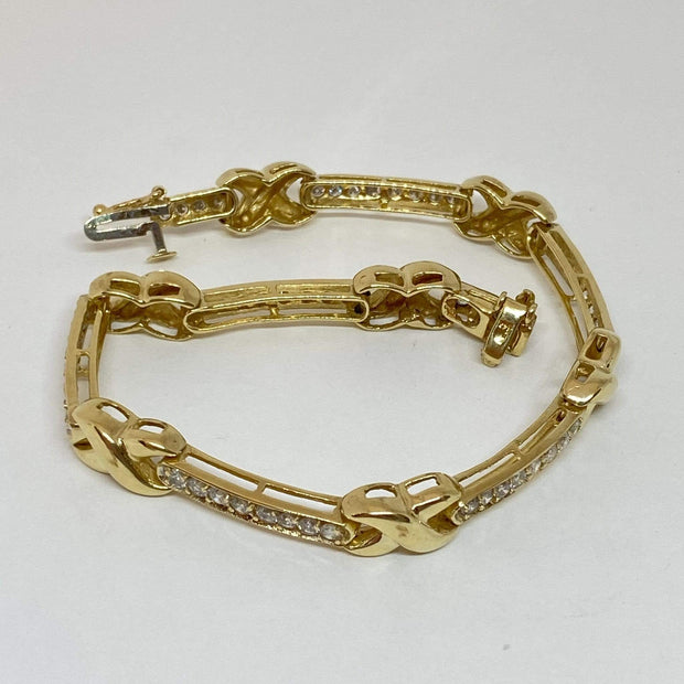 Mark Areias Jewelers Jewellery & Watches Lady's Pave Diamond "X" Tennis Bracelet 14K Yellow Gold 1.50CTW