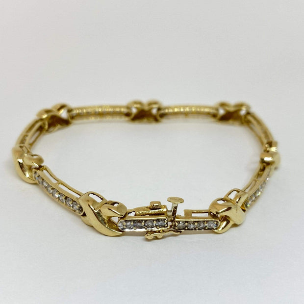 Mark Areias Jewelers Jewellery & Watches Lady's Pave Diamond "X" Tennis Bracelet 14K Yellow Gold 1.50CTW
