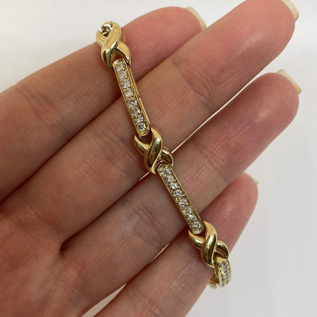 Mark Areias Jewelers Jewellery & Watches Lady's Pave Diamond "X" Tennis Bracelet 14K Yellow Gold 1.50CTW