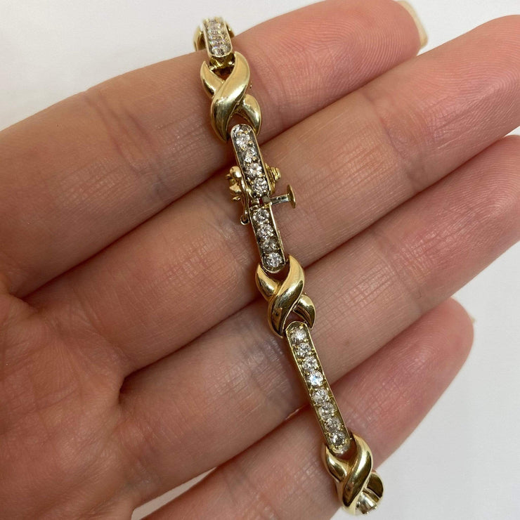 Mark Areias Jewelers Jewellery & Watches Lady's Pave Diamond "X" Tennis Bracelet 14K Yellow Gold 1.50CTW