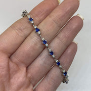 Mark Areias Jewelers Jewellery & Watches Lady's Round Blue Sapphire & Diamond Tennis Bracelet 2.40 CTW 14K White Gold