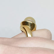 Mark Areias Jewelers Jewellery & Watches Lady's South Sea Golden Round Pearl 14K Yellow Gold Diamond Ring 11.50mm .30CTW