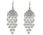 Mark Areias Jewelers Jewellery & Watches Large Chandelier Huggie Round Diamond Dangle Earrings 16.27 Carat Platinum