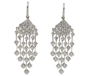 Mark Areias Jewelers Jewellery & Watches Large Chandelier Huggie Round Diamond Dangle Earrings 16.27 Carat Platinum