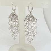 Mark Areias Jewelers Jewellery & Watches Large Chandelier Huggie Round Diamond Dangle Earrings 16.27 Carat Platinum