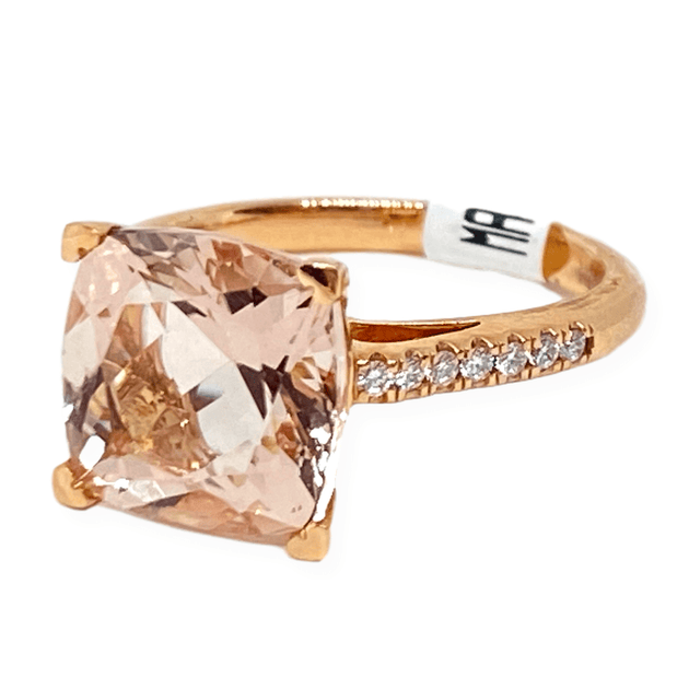 Lisa Nik Cushion Morganite & Diamond Ring 18K Rose Gold 10mm – Mark ...