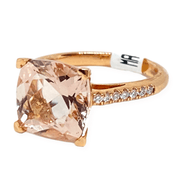 Mark Areias Jewelers Jewellery & Watches Lisa Nik Cushion Morganite & Diamond Ring 18K Rose Gold 10mm