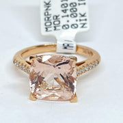 Mark Areias Jewelers Jewellery & Watches Lisa Nik Cushion Morganite & Diamond Ring 18K Rose Gold 10mm