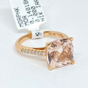 Mark Areias Jewelers Jewellery & Watches Lisa Nik Cushion Morganite & Diamond Ring 18K Rose Gold 10mm
