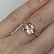 Mark Areias Jewelers Jewellery & Watches Lisa Nik Cushion Morganite & Diamond Ring 18K Rose Gold 10mm