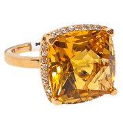 Mark Areias Jewelers Jewellery & Watches Lisa Nik Orange Cushion Citrine & Halo Diamond Ring 18K Rose Gold 13mm