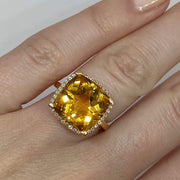 Mark Areias Jewelers Jewellery & Watches Lisa Nik Orange Cushion Citrine & Halo Diamond Ring 18K Rose Gold 13mm