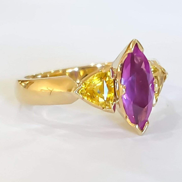 Mark Areias Jewelers Jewellery & Watches Mark Areias Jewelers Handmade Custom Pink & Yellow Sapphire Ring 14K Yellow Gold