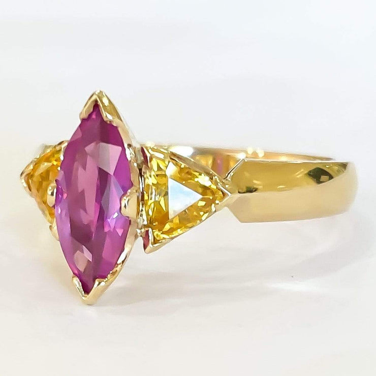 Mark Areias Jewelers Jewellery & Watches Mark Areias Jewelers Handmade Custom Pink & Yellow Sapphire Ring 14K Yellow Gold