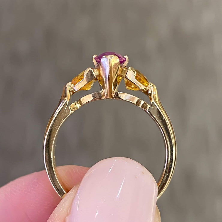 Mark Areias Jewelers Jewellery & Watches Mark Areias Jewelers Handmade Custom Pink & Yellow Sapphire Ring 14K Yellow Gold