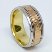 Mark Areias Jewelers Jewellery & Watches Mark Areias Jewelers Handmade Custom Wedding Band Hammered Platinum & 18K Rose