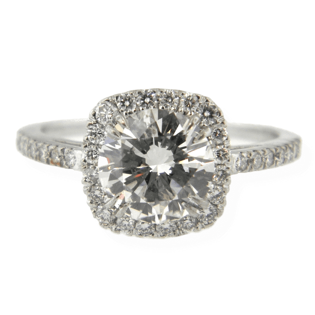 Mark Areias Jewelers Jewellery & Watches Mark Areias Jewelers Handmade Diamond Halo Engagement Ring in Platinum