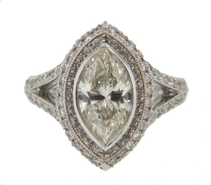 PLT 1.73CT I VS2 Mark Areias Jewelers Handmade Marquise Diamond