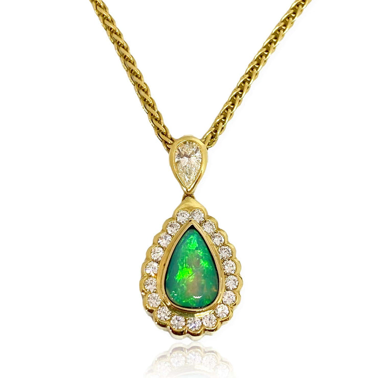 Mark Areias Jewelers Jewellery & Watches Mark Areias Jewelers Handmade Natural Ethiopian Opal & Diamond Pendant 18KY