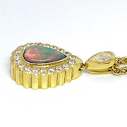 Mark Areias Jewelers Jewellery & Watches Mark Areias Jewelers Handmade Natural Ethiopian Opal & Diamond Pendant 18KY