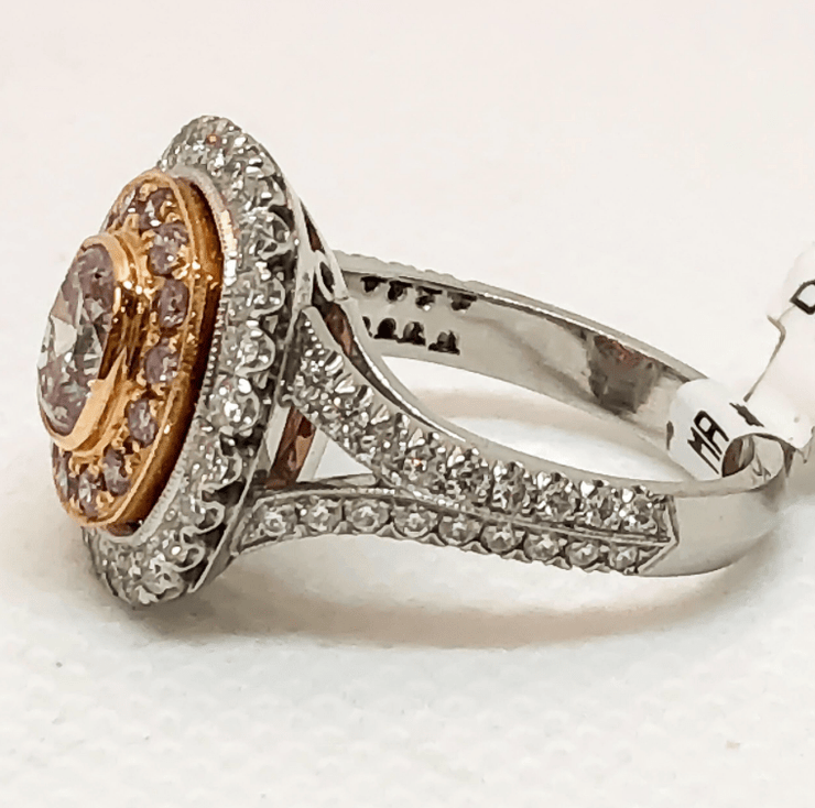 Mark Areias Jewelers Jewellery & Watches Mark Areias Jewelers Handmade Platinum Pink & White Diamond Ring