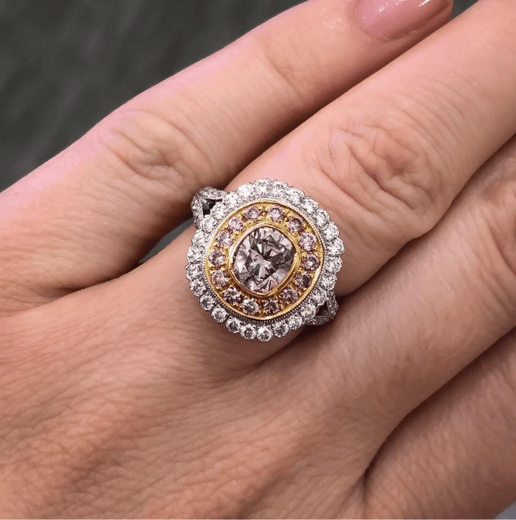 Mark Areias Jewelers Jewellery & Watches Mark Areias Jewelers Handmade Platinum Pink & White Diamond Ring