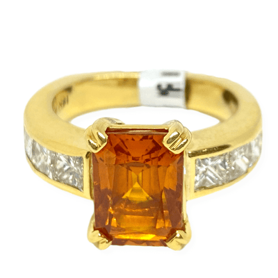 Mark Areias Jewelers Jewellery & Watches Mark Areias Jewelers Orange Sapphire & Diamond Ring Handmade 18K Yellow Gold