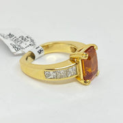 Mark Areias Jewelers Jewellery & Watches Mark Areias Jewelers Orange Sapphire & Diamond Ring Handmade 18K Yellow Gold
