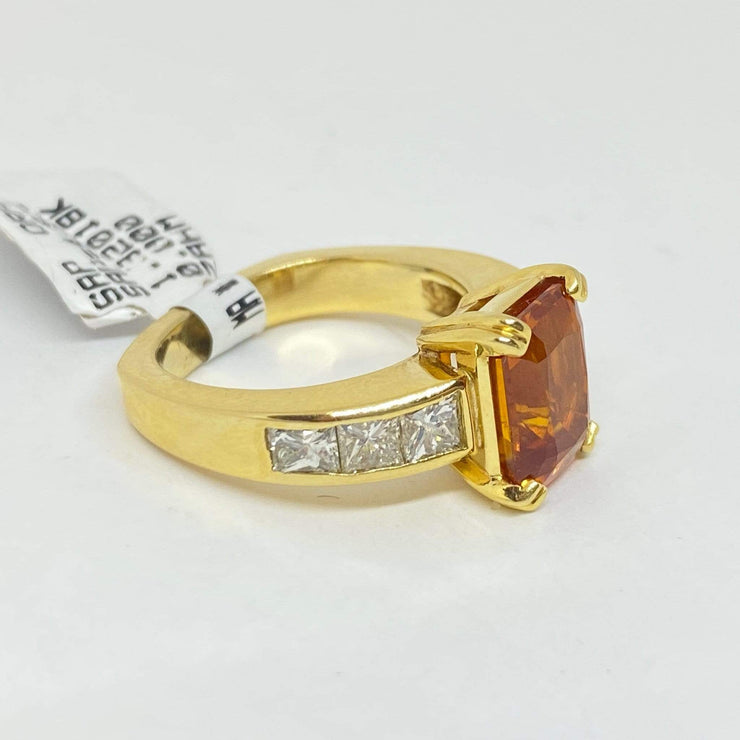 Mark Areias Jewelers Jewellery & Watches Mark Areias Jewelers Orange Sapphire & Diamond Ring Handmade 18K Yellow Gold