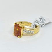 Mark Areias Jewelers Jewellery & Watches Mark Areias Jewelers Orange Sapphire & Diamond Ring Handmade 18K Yellow Gold