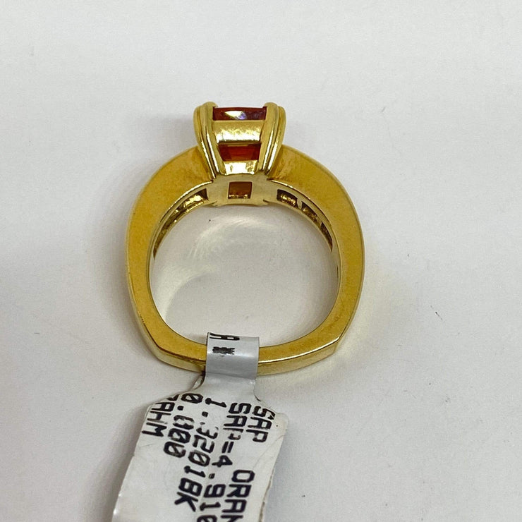 Mark Areias Jewelers Jewellery & Watches Mark Areias Jewelers Orange Sapphire & Diamond Ring Handmade 18K Yellow Gold